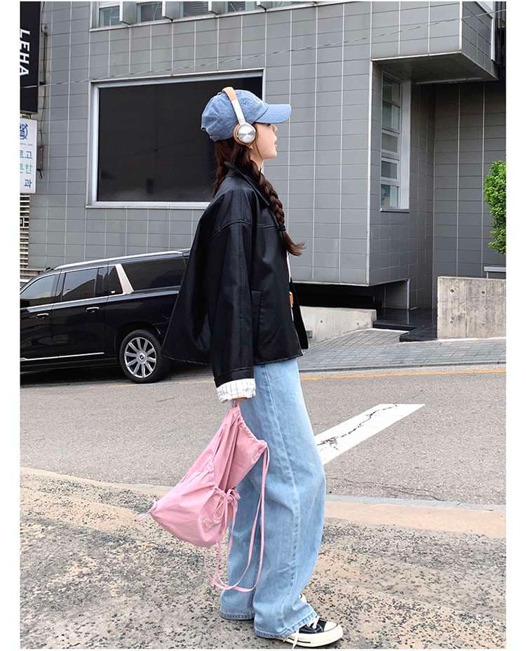オーバーサイズレザージャケット｜デート服