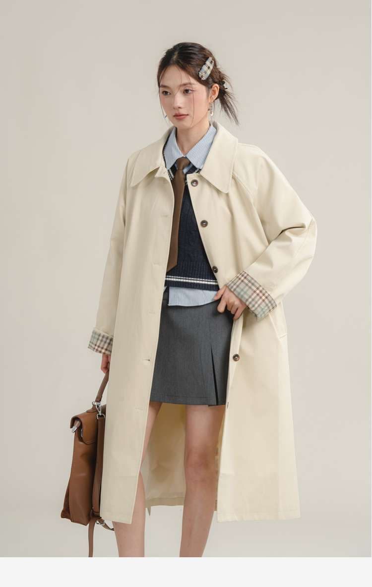 チェックカフストレンチコート｜デート服