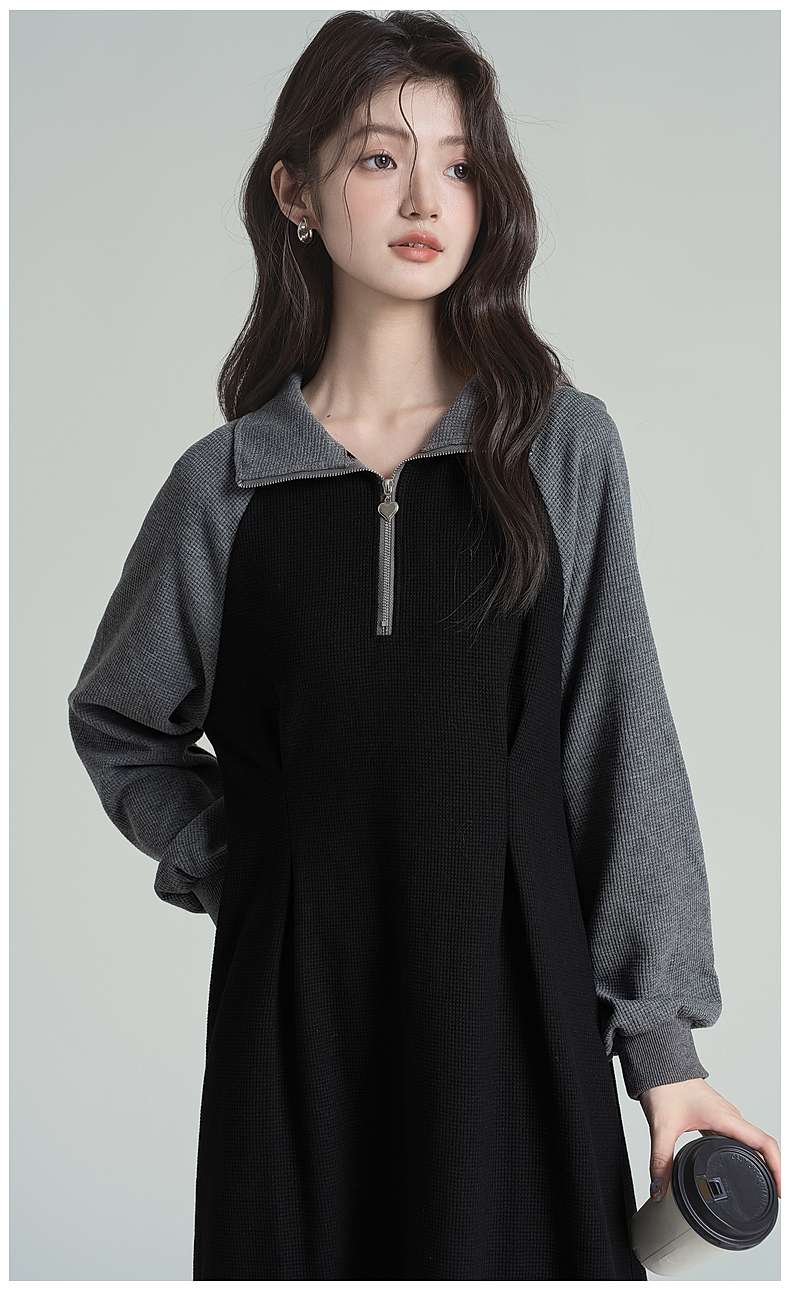 シーンを選ばず着回せる、ジップアップ切り替えワンピース｜デート服