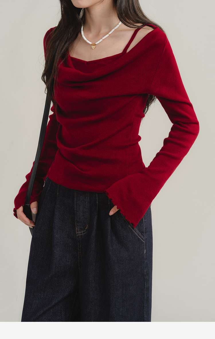 オフショルダーニットトップス｜デート服