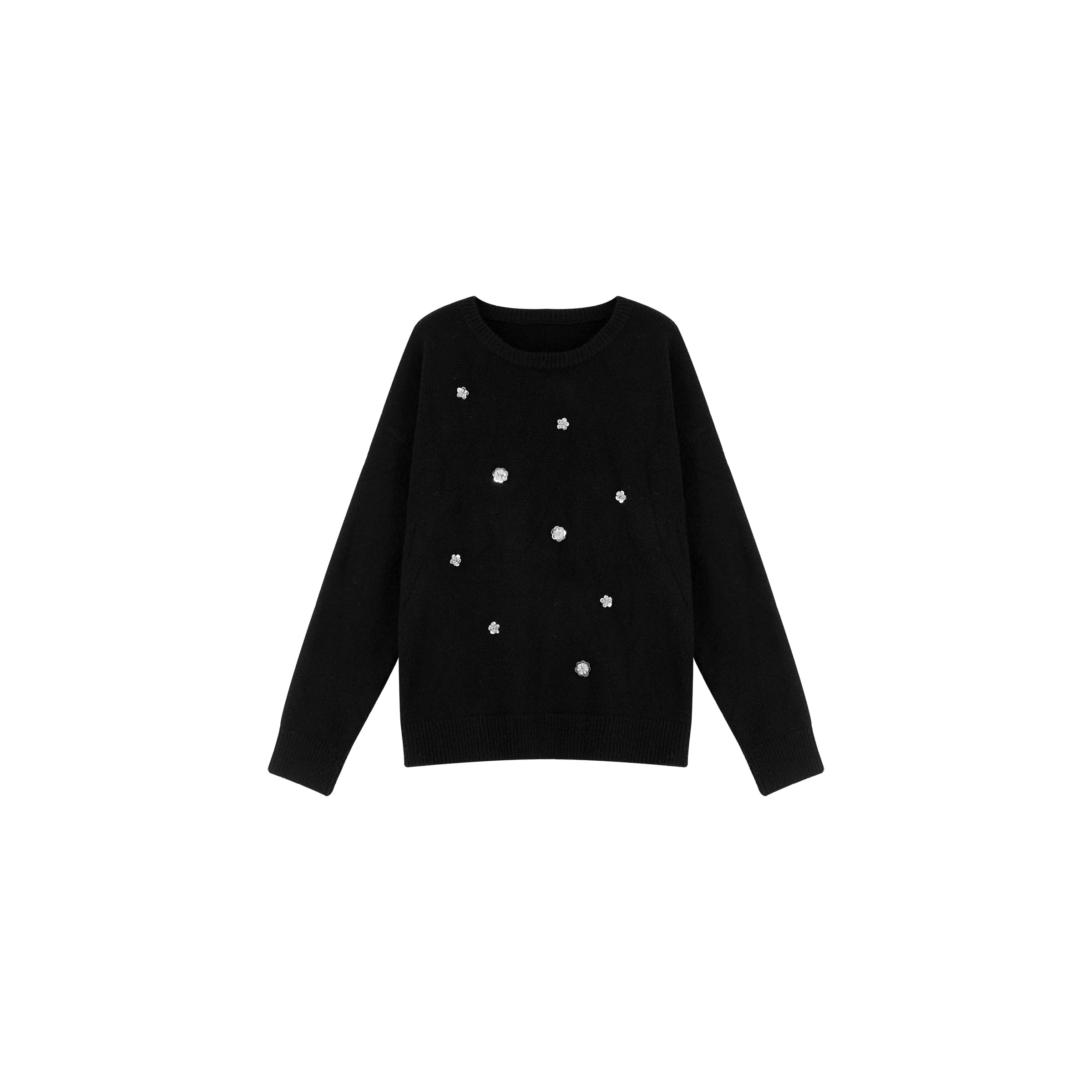 フラワービジューセーター & ボウタイシャツ｜デート服