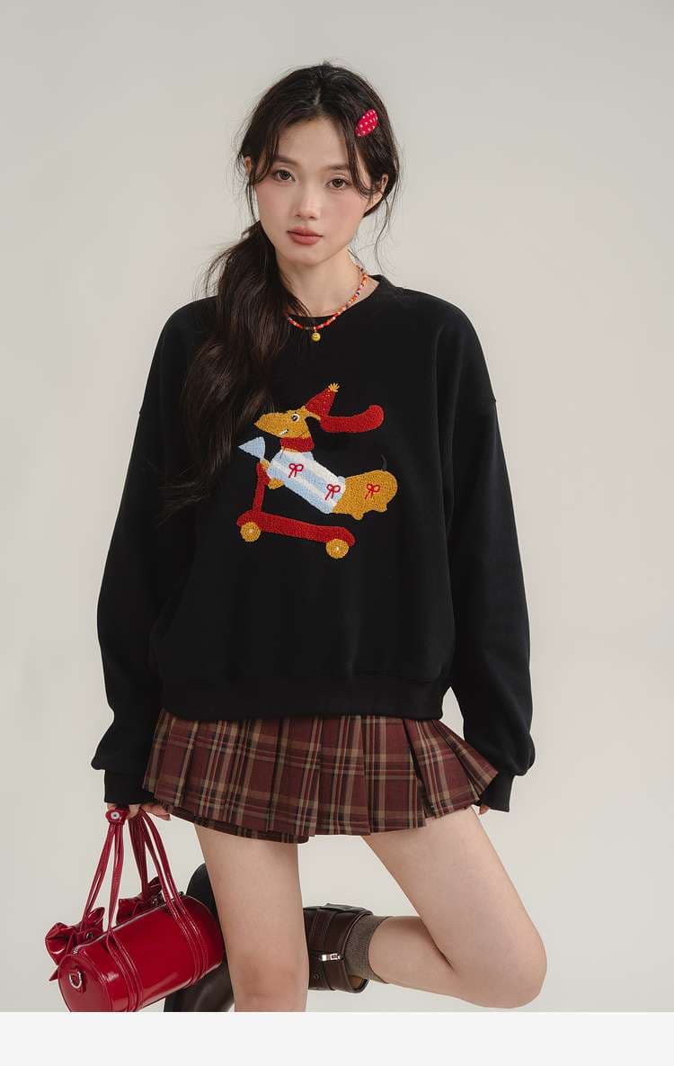 クリスマス犬柄スウェット｜デート服