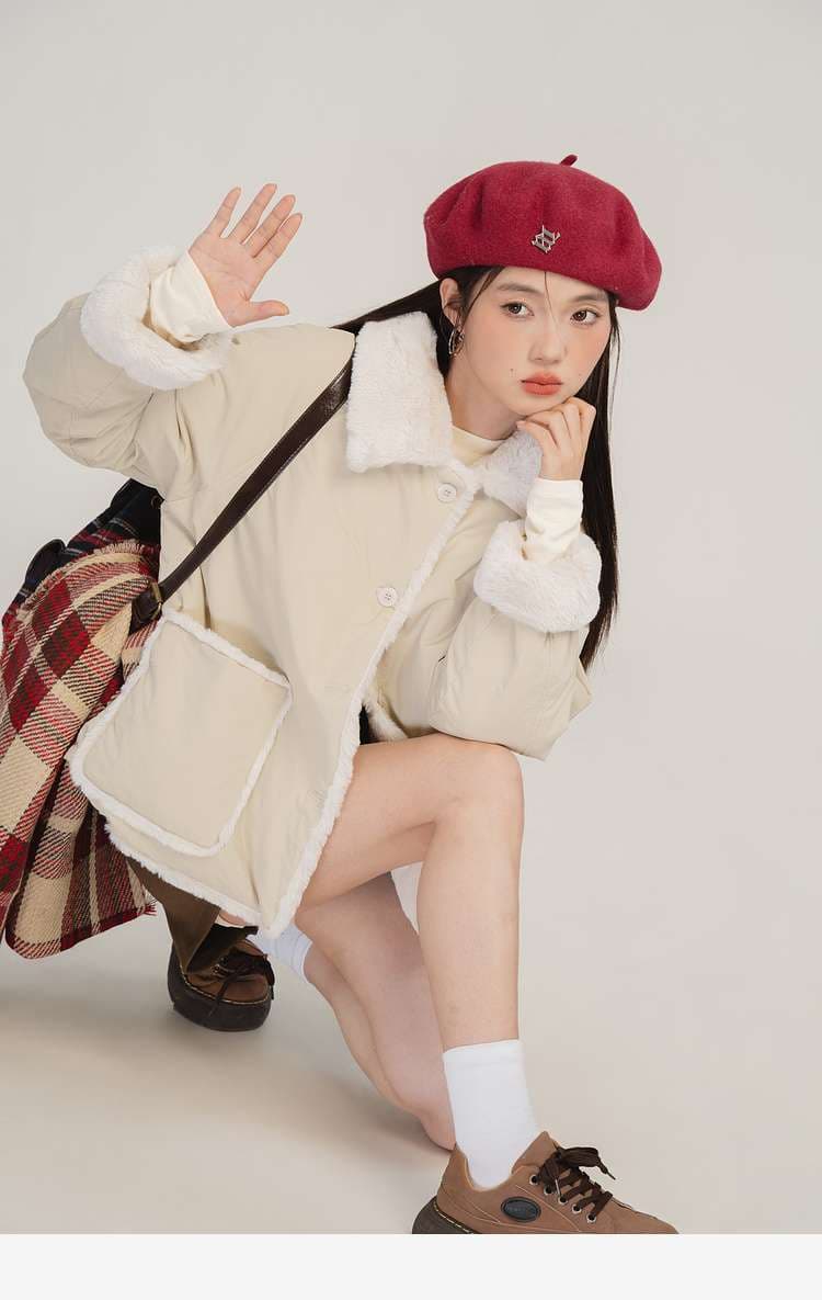 リバーシブルボアジャケット｜デート服