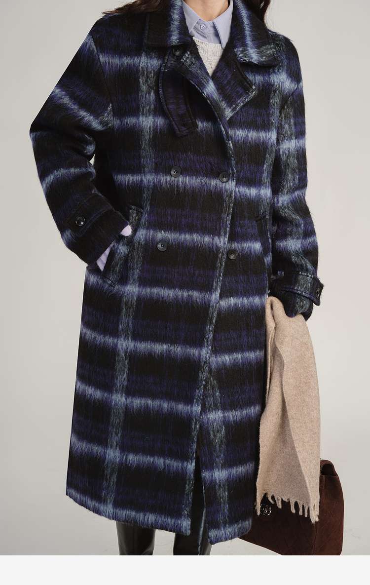 デート服　グラデーションチェックロングコート｜デート服