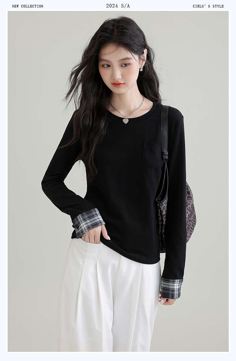 きちんと見えが嬉しい、大人のチェック柄アクセントニット｜デート服