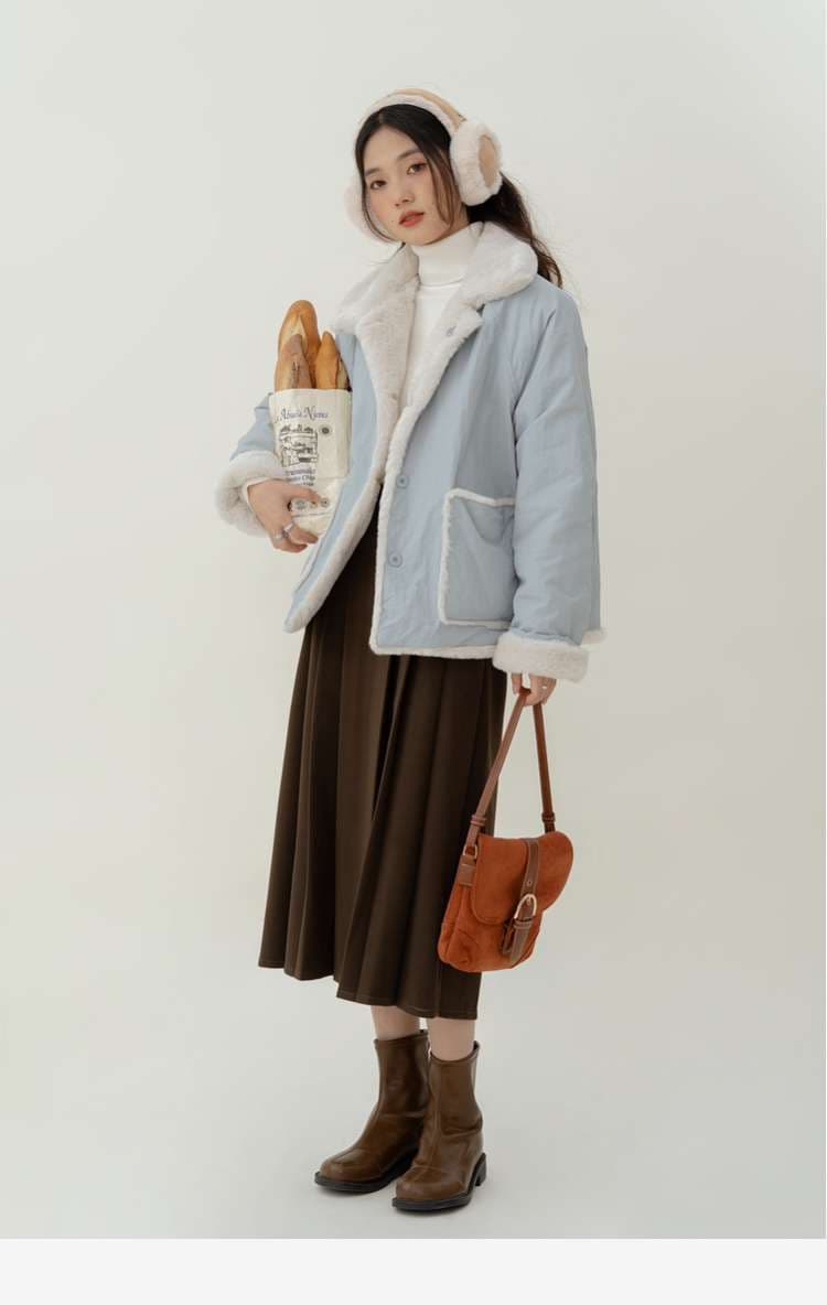 リバーシブルボアジャケット｜デート服