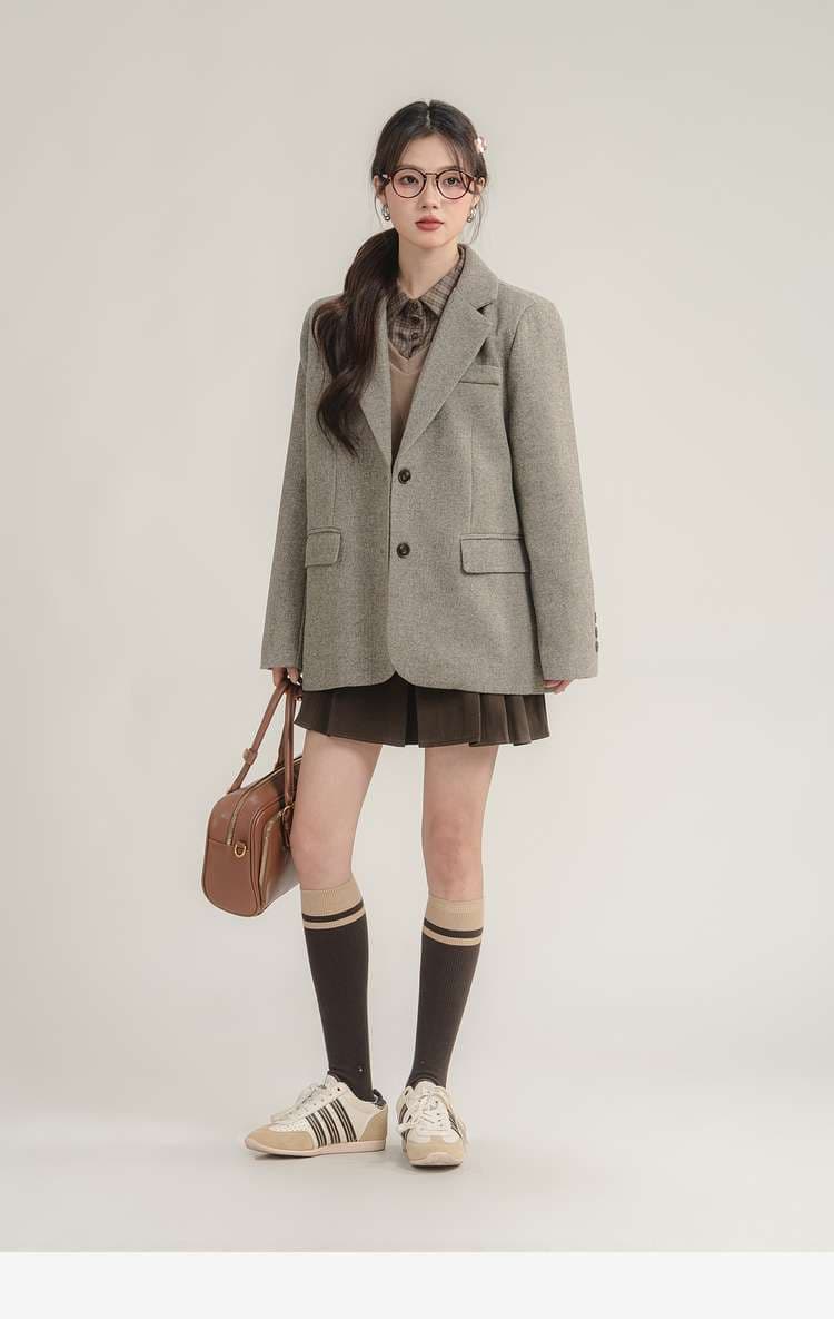 クラシックウールブレンドジャケット｜デート服