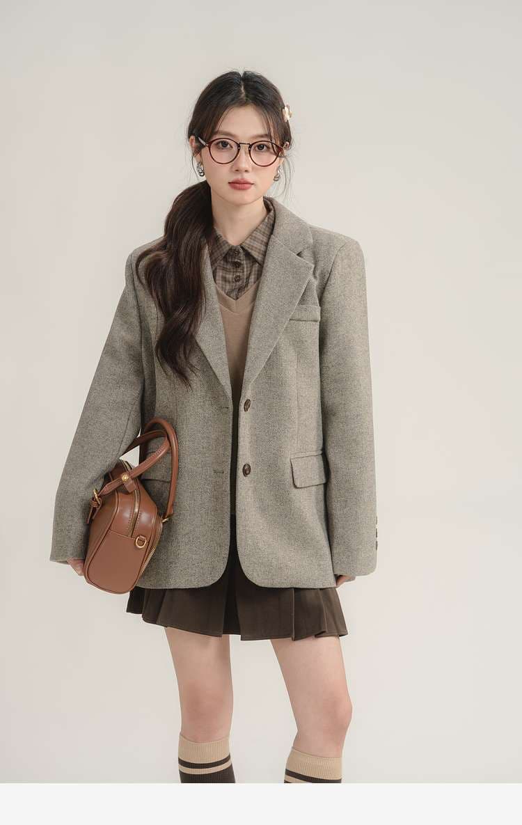クラシックウールブレンドジャケット｜デート服