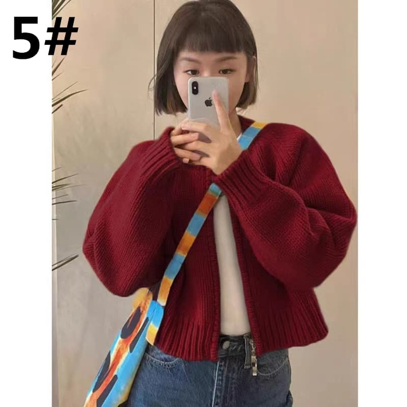 デート服 秋のデート秋冬 ゆったりニットカーディガン 無地