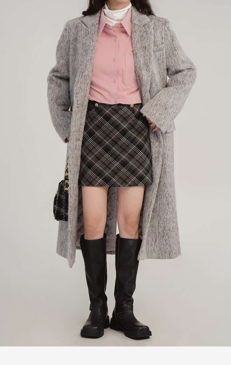 チェックショート丈スカート｜デート服