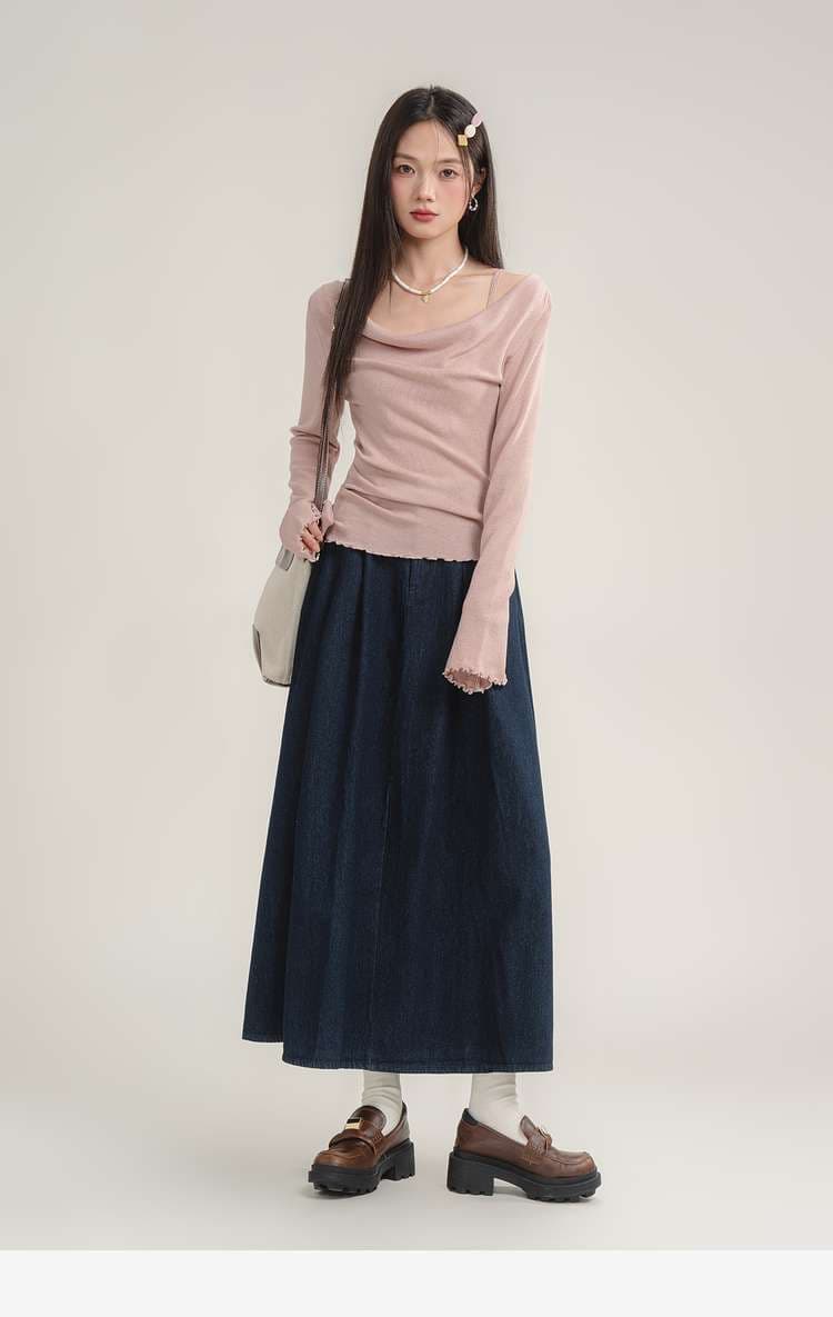 オフショルダーニットトップス｜デート服