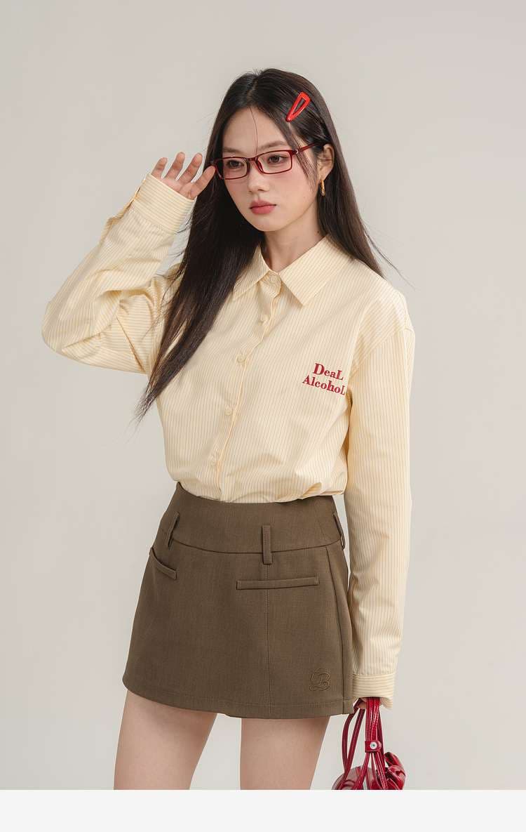 ルーズフィットストライプシャツ｜デート服