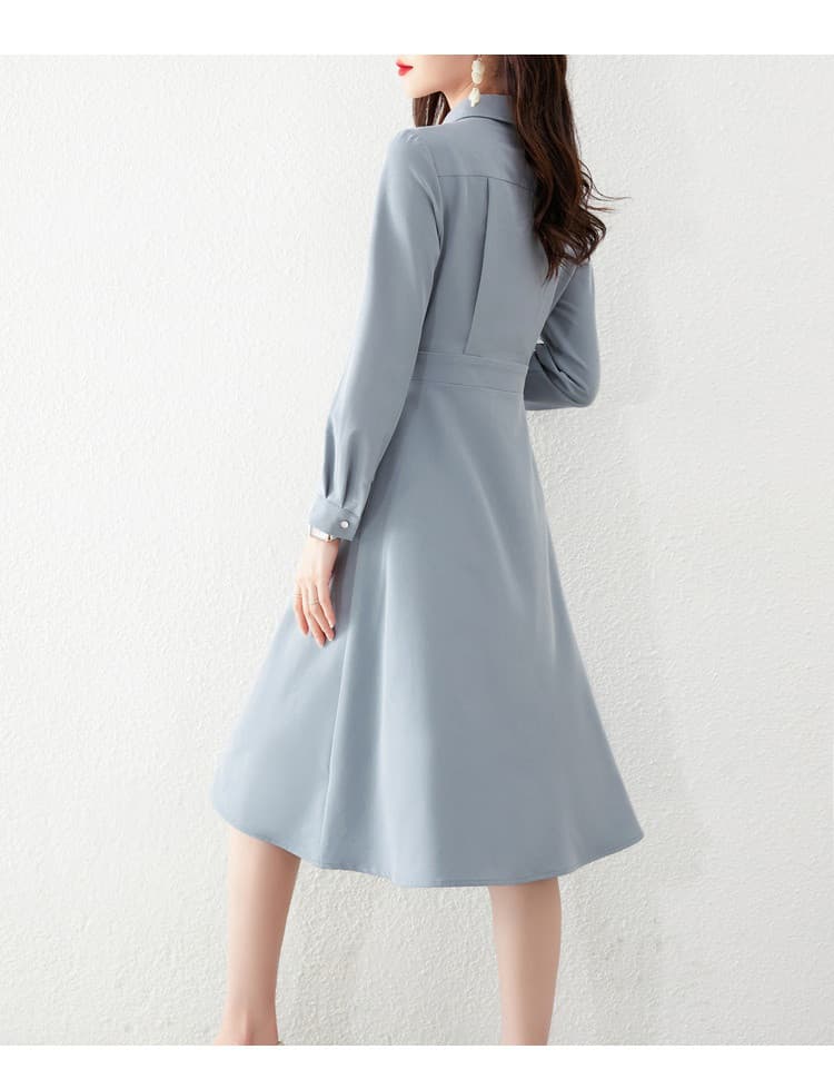 品よくきまる、大人の襟付きロングワンピース｜デート服