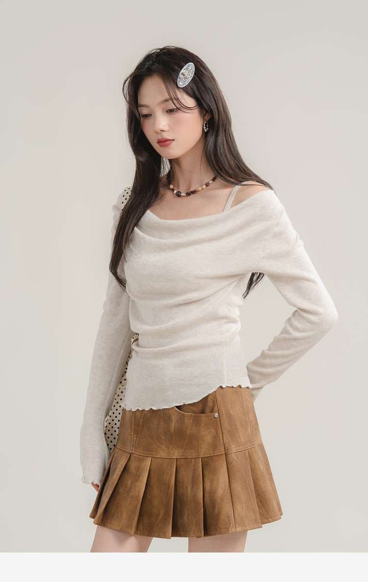 オフショルダーニットトップス｜デート服
