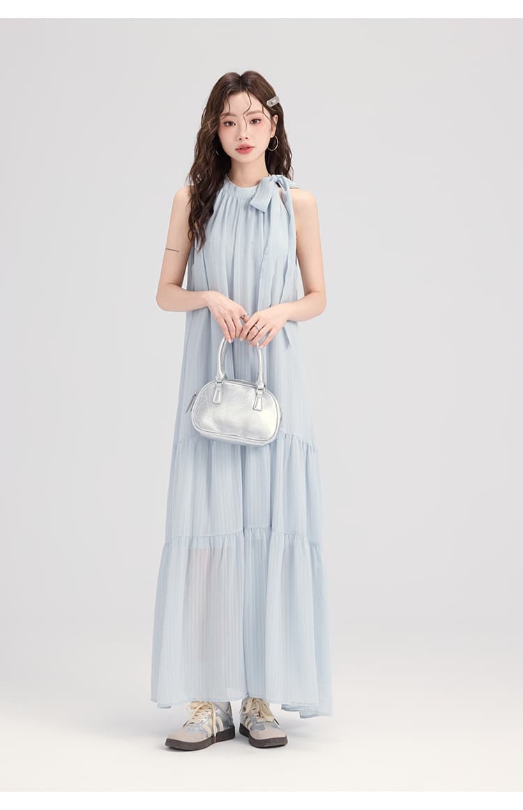 ワンショルダーギャザーマキシワンピース｜デート服