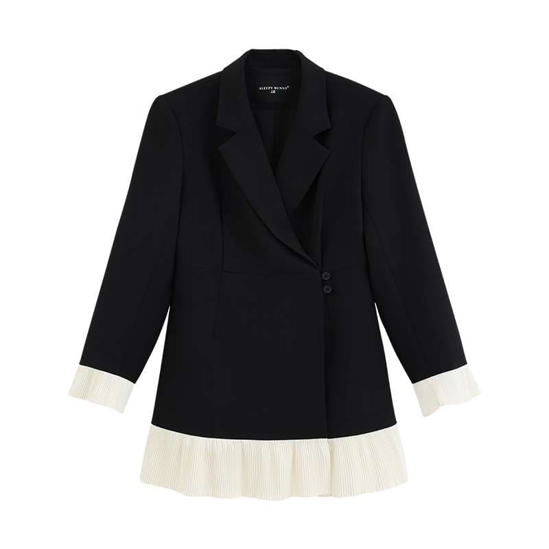 プリーツヘムベルト付きジャケットワンピース｜デート服