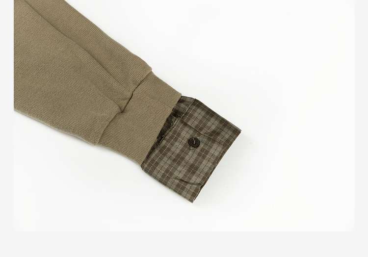 レイヤード風チェックシャツ付きトップス｜デート服