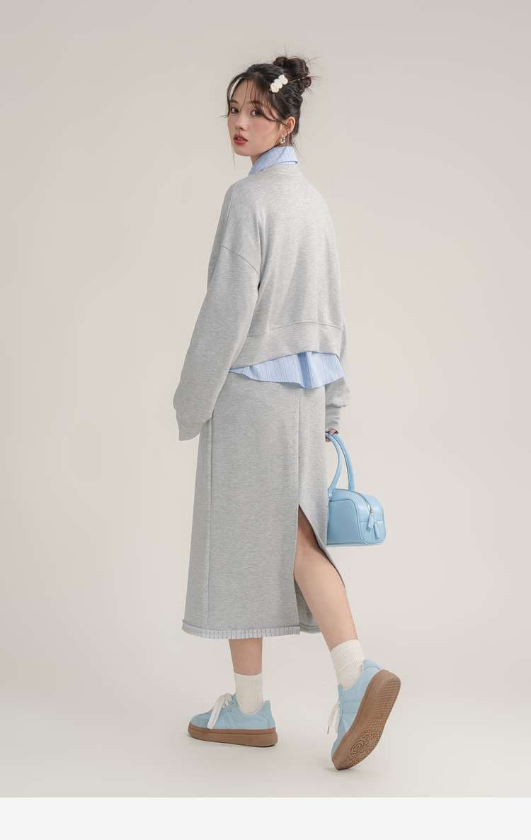リボンモチーフスウェット＆スカートセットアップ｜デート服