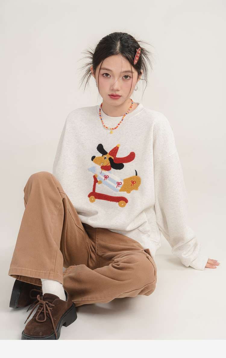 クリスマス犬柄スウェット｜デート服