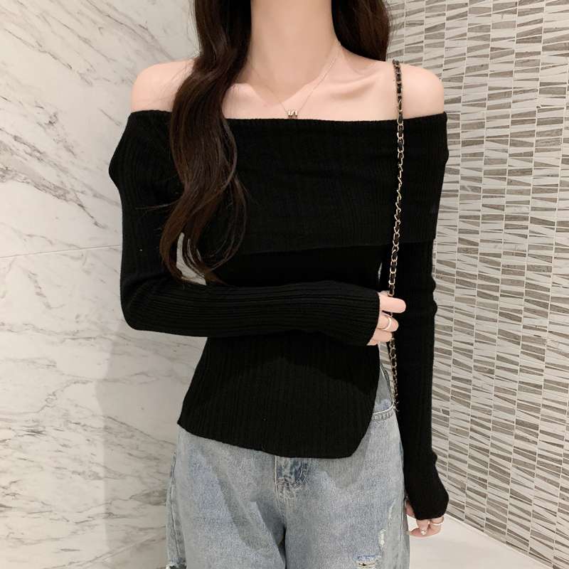 オフショルダーニットトップス｜デート服