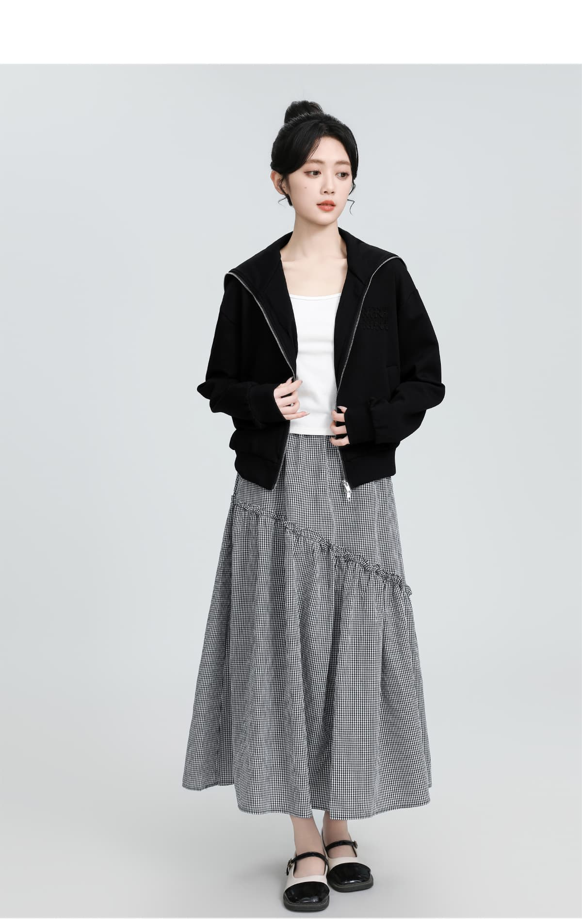 ギンガムチェックティアードスカート｜デート服