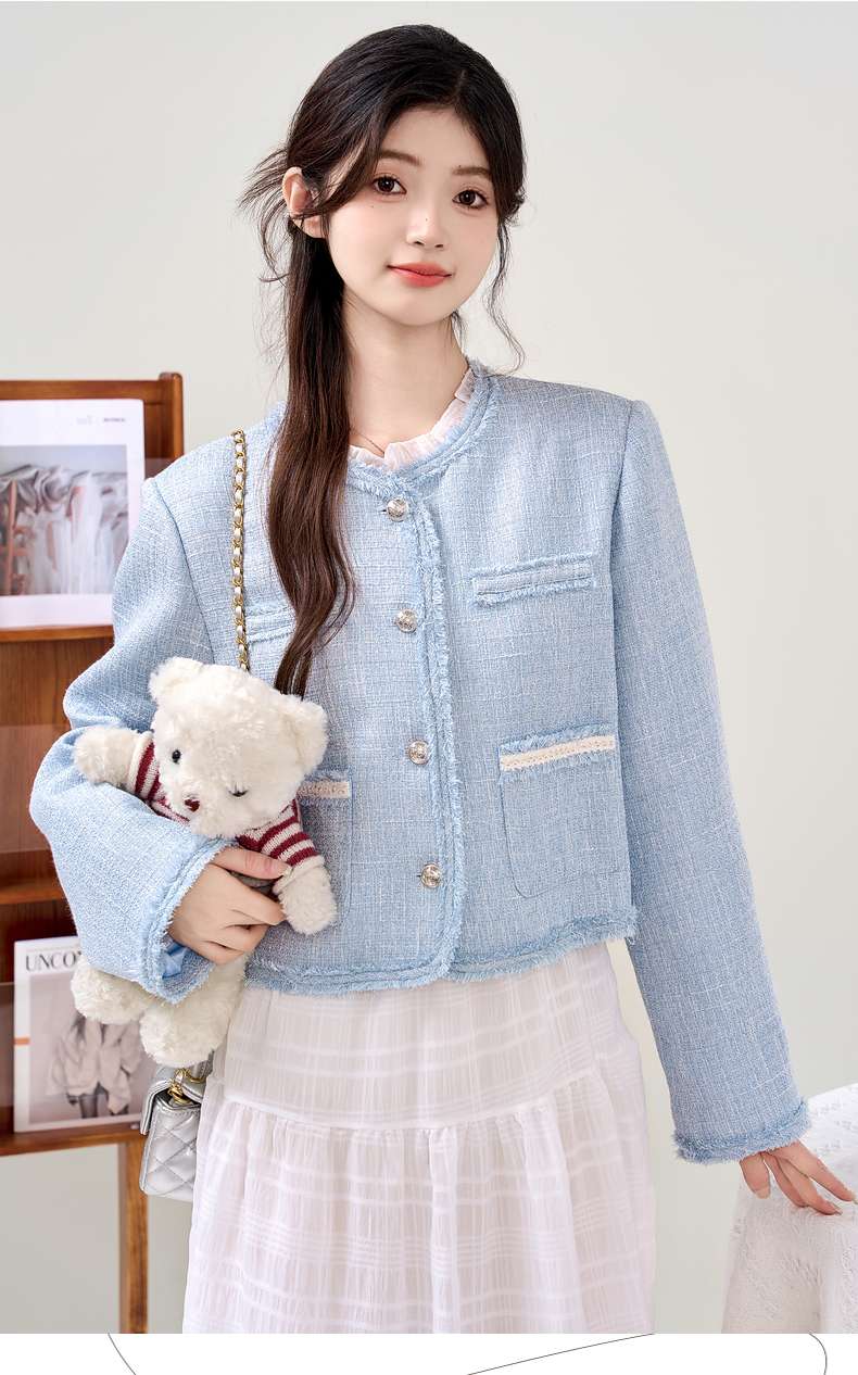 ツイード風ショートジャケット｜デート服
