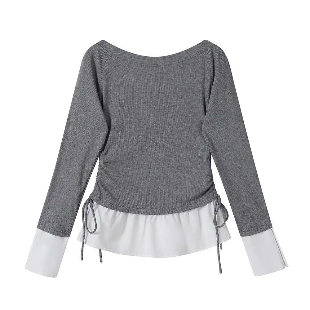 オフショルダードッキングリボントップス｜デート服