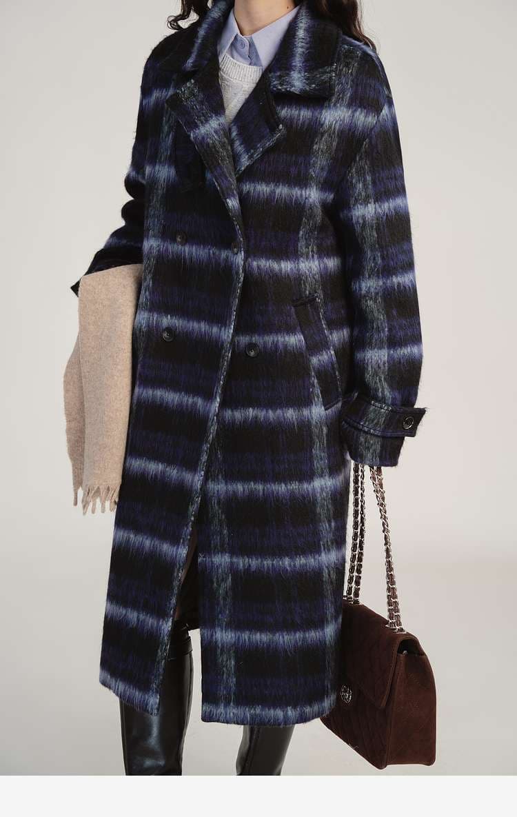 デート服　グラデーションチェックロングコート｜デート服
