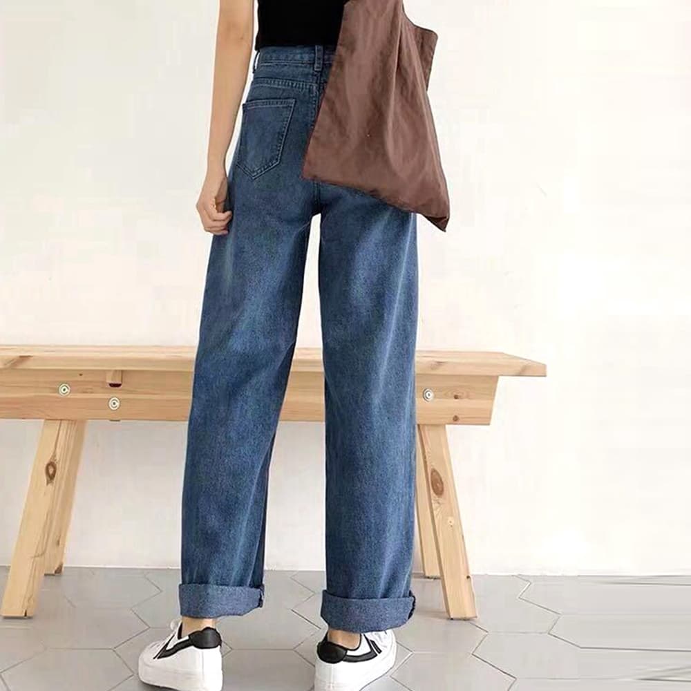 デート服 美脚効果 ハイウエストデニムワイドズボン
