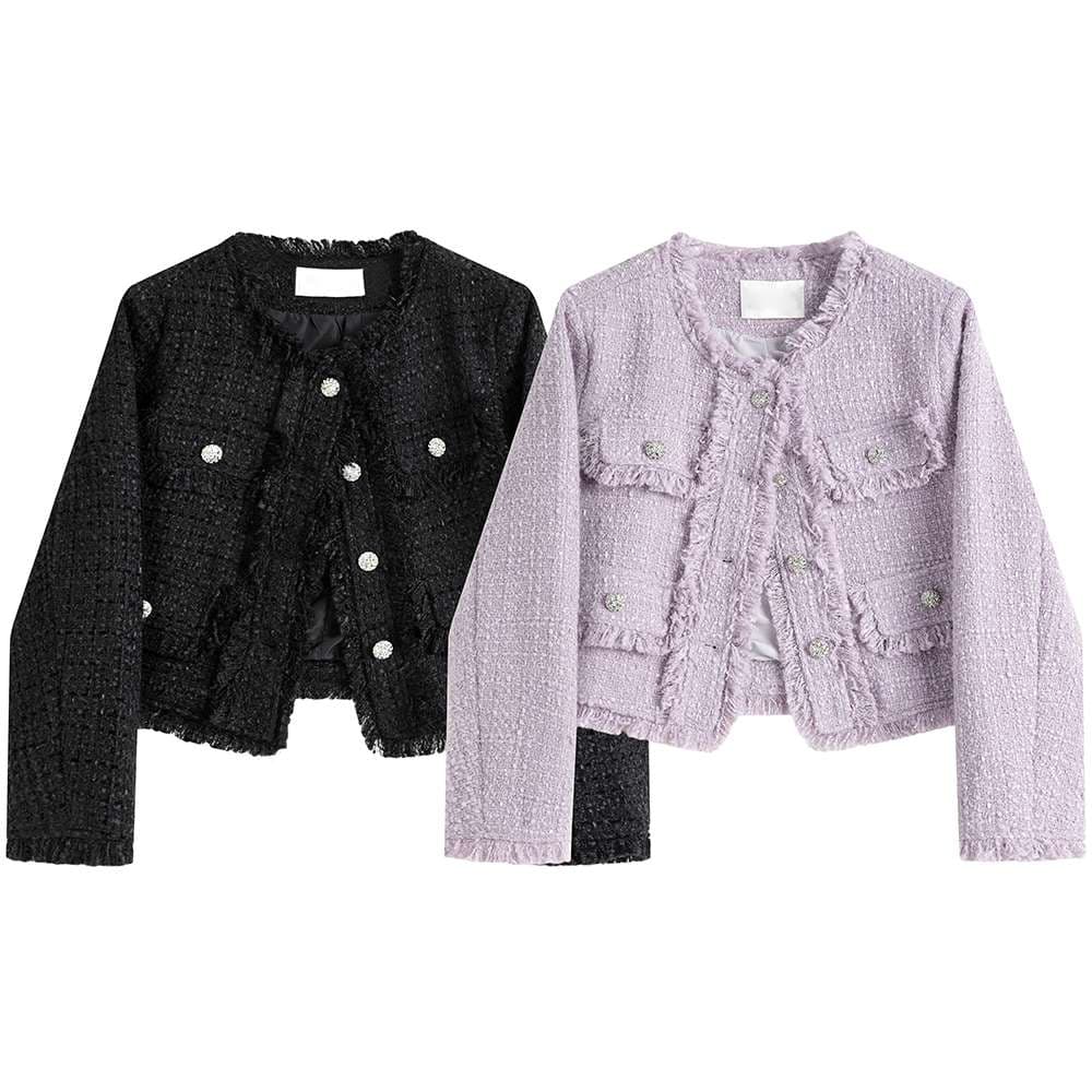 フリンジディテールツイードジャケット｜デート服