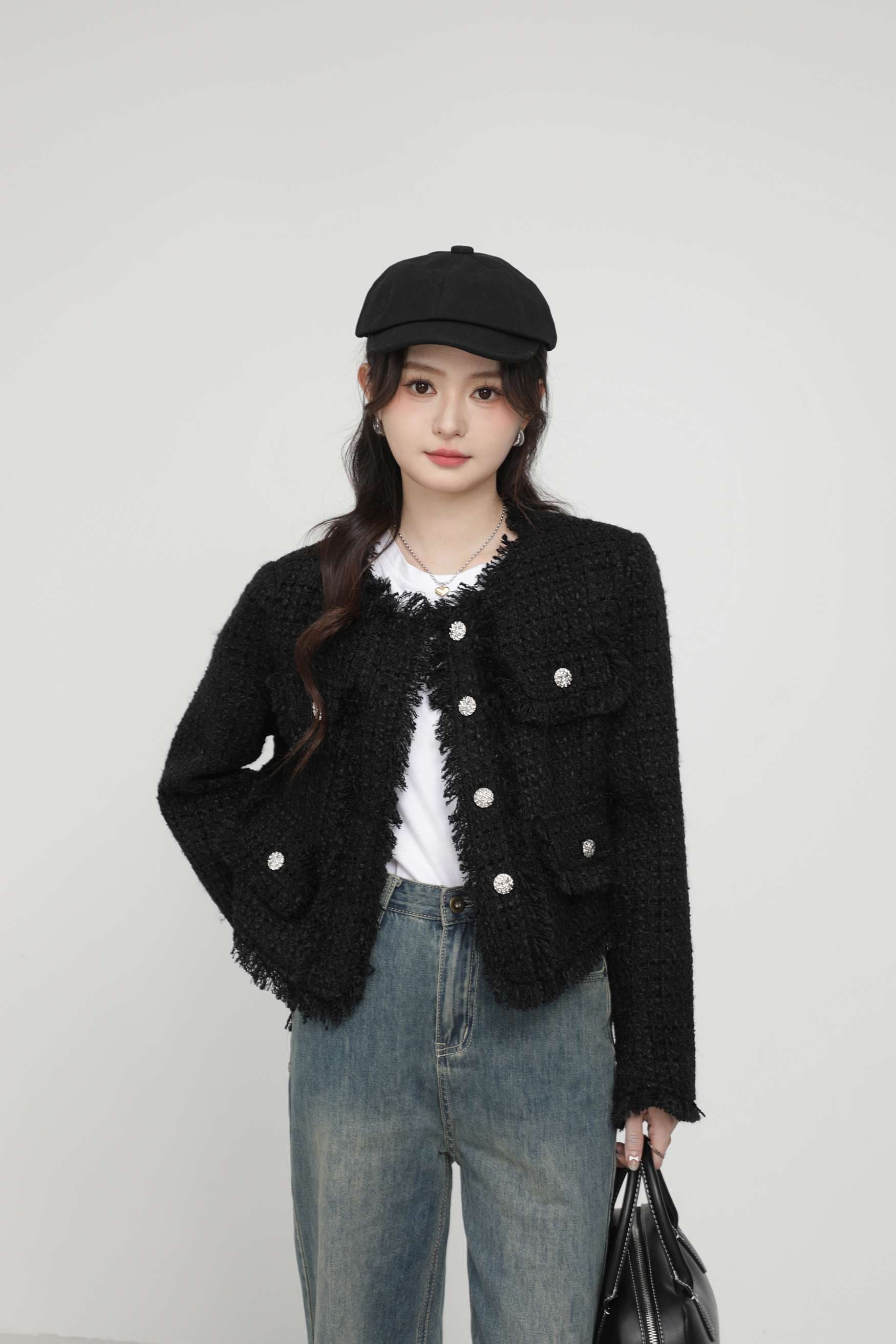 フリンジディテールツイードジャケット｜デート服