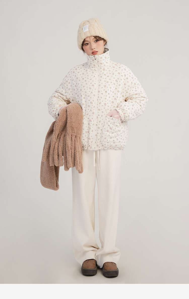 花柄リバーシブルキルティングジャケット｜デート服