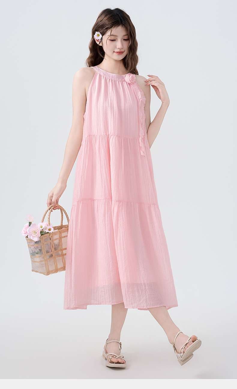 ロマンティックな花柄シフォンワンピース｜デート服