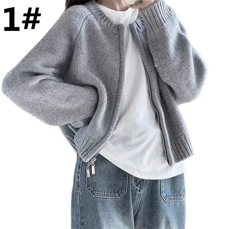 デート服 秋のデート秋冬 ゆったりニットカーディガン 無地