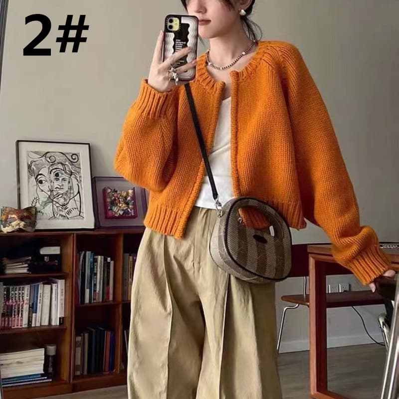 デート服 秋のデート秋冬 ゆったりニットカーディガン 無地