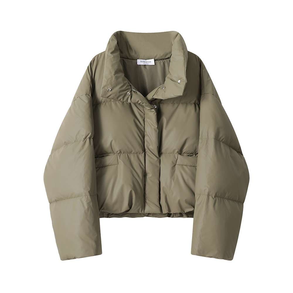 ショート丈ボリューム中綿ジャケット｜デート服