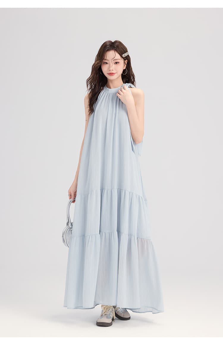 ワンショルダーギャザーマキシワンピース｜デート服