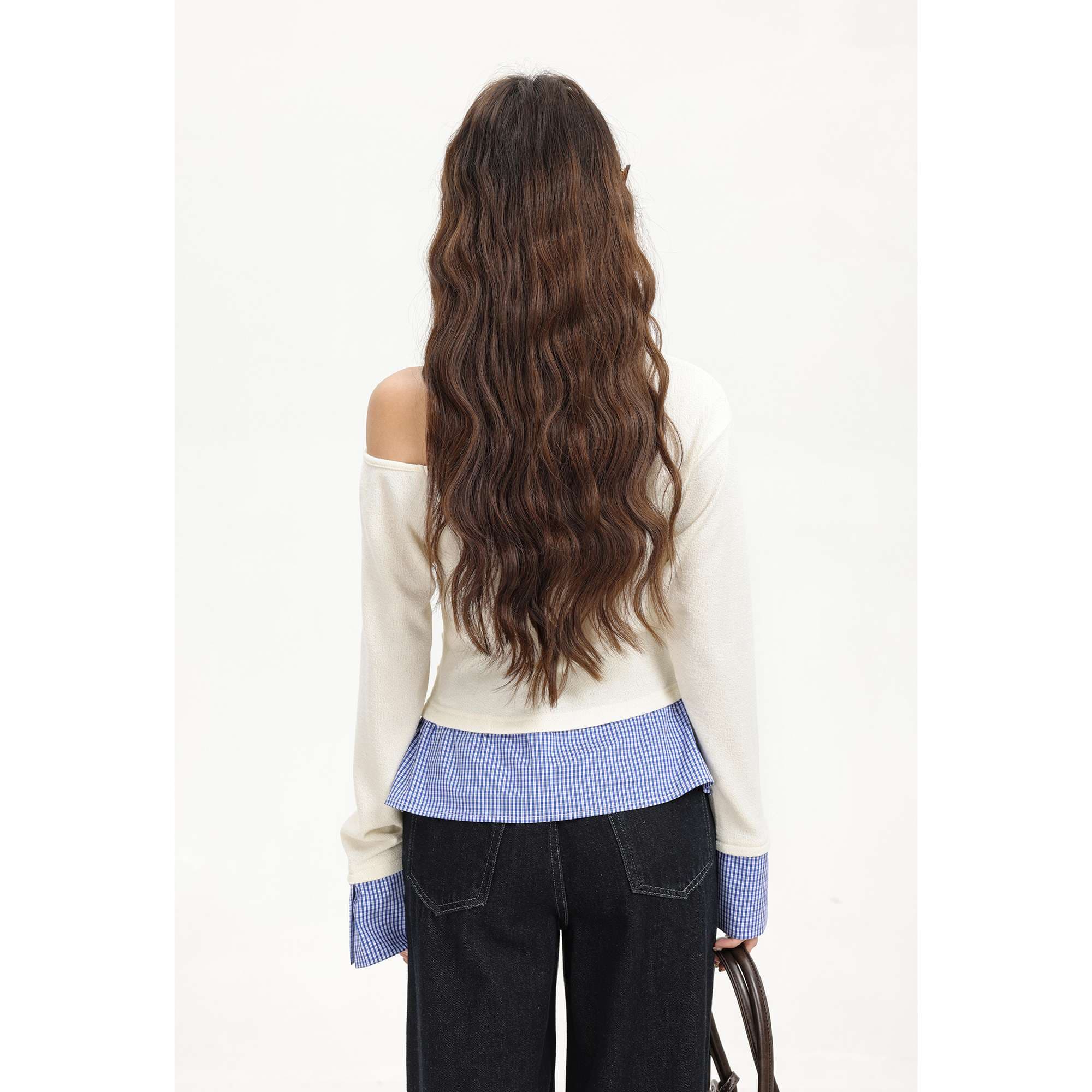 リボンタイオフショルダーレイヤードトップス｜デート服