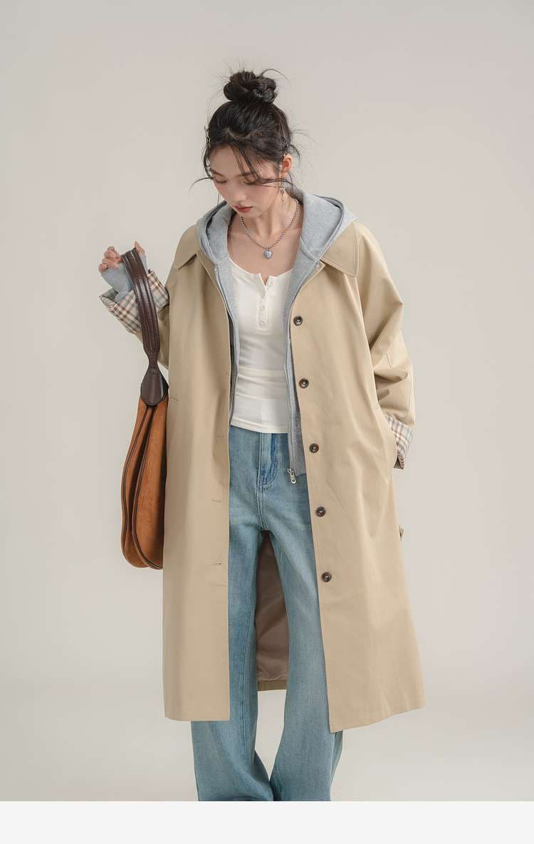 チェックカフストレンチコート｜デート服