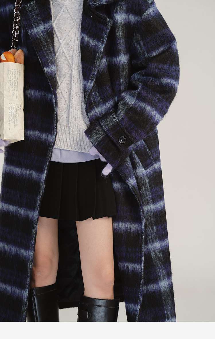デート服　グラデーションチェックロングコート｜デート服