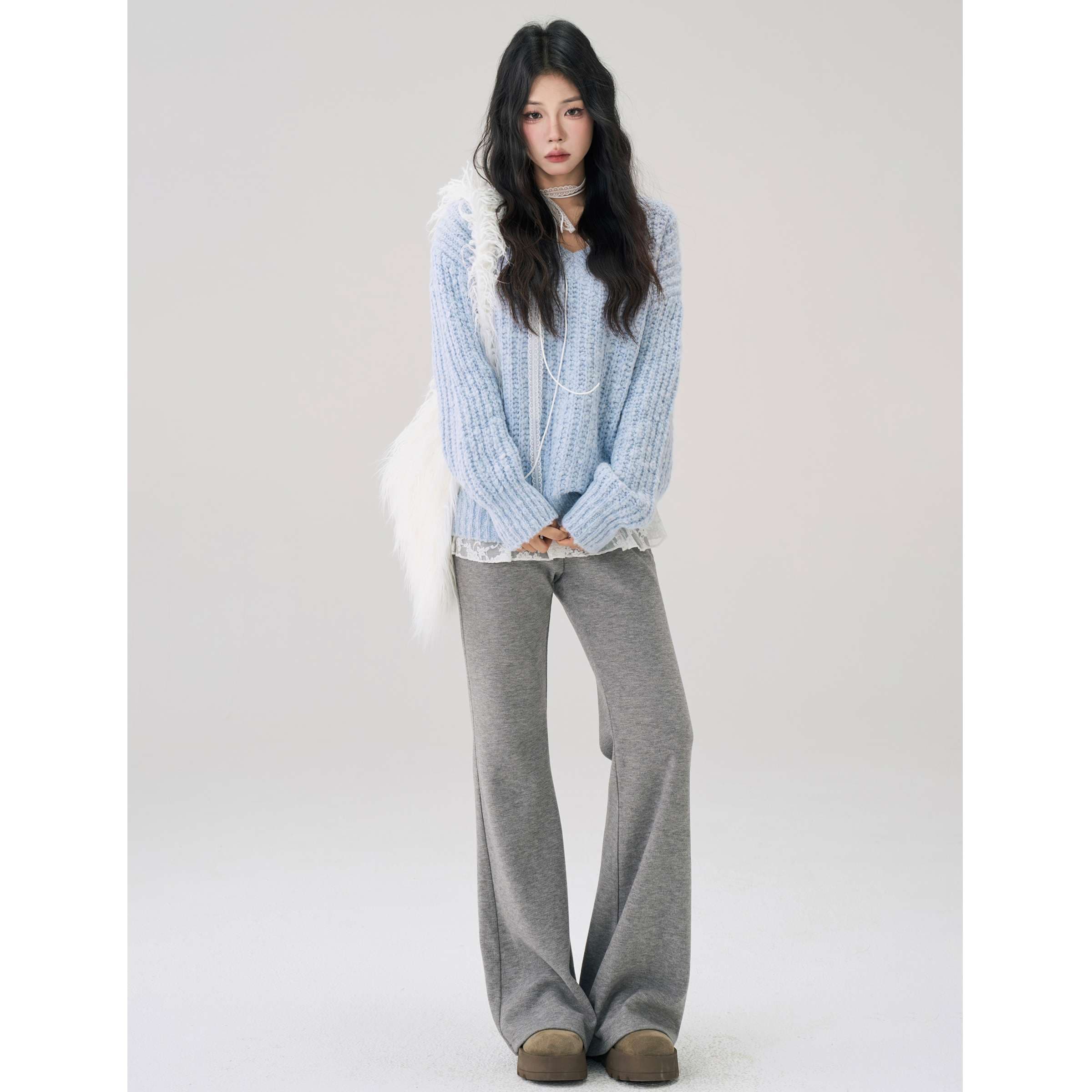 レースフリルインナー＆ルーズニットセット｜デート服