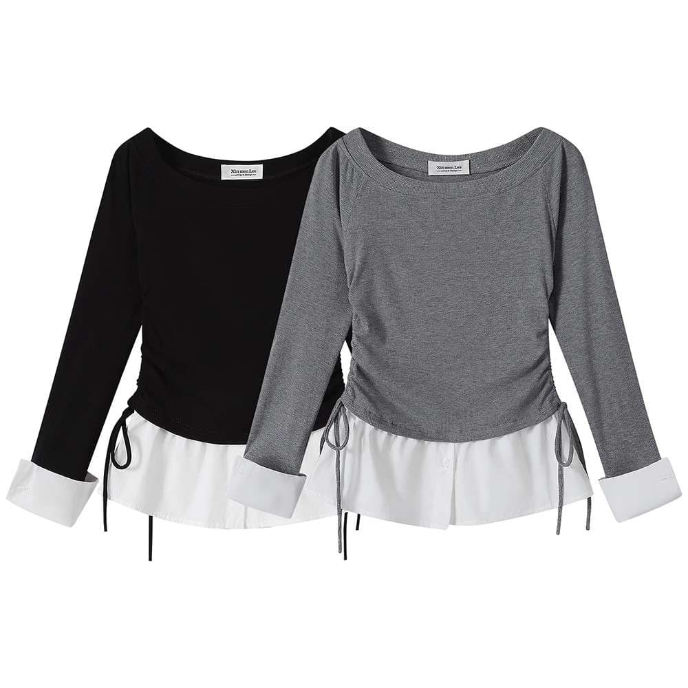 オフショルダードッキングリボントップス｜デート服
