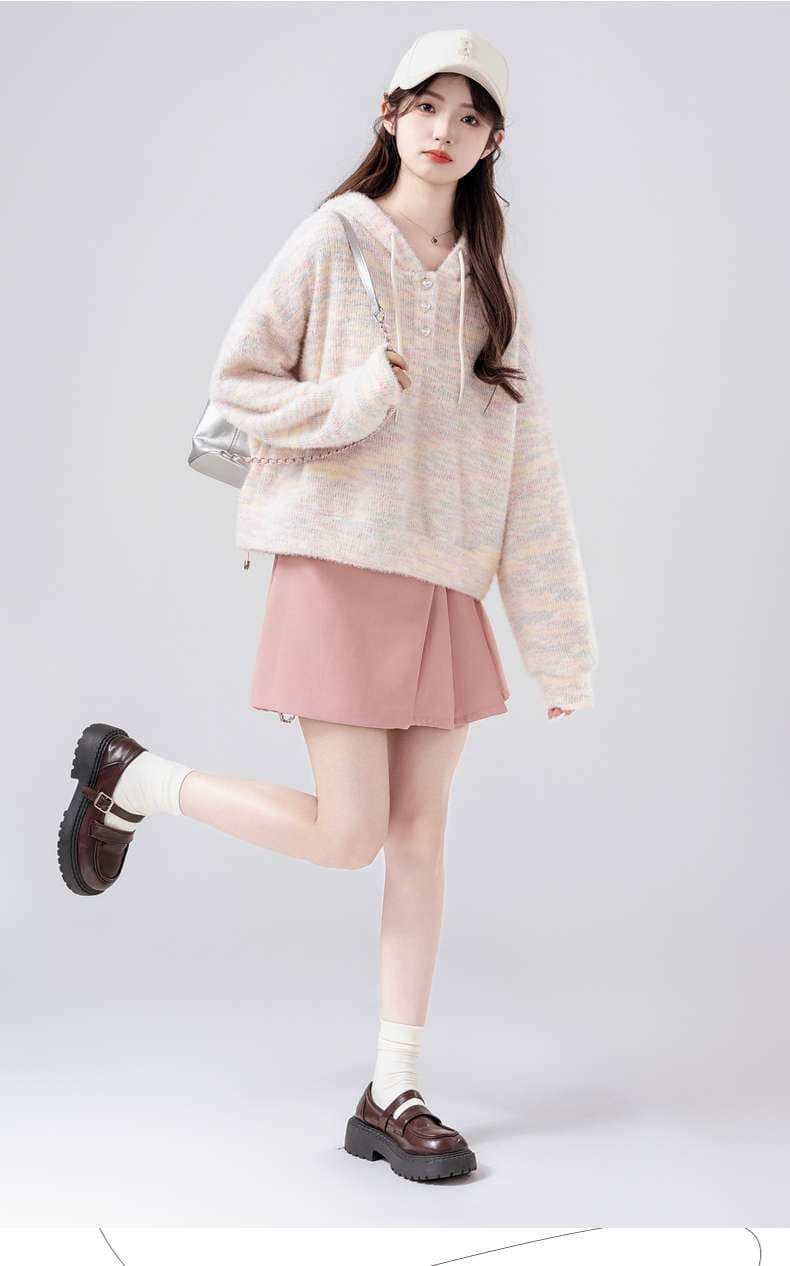 ふんわりニットパーカー｜デート服