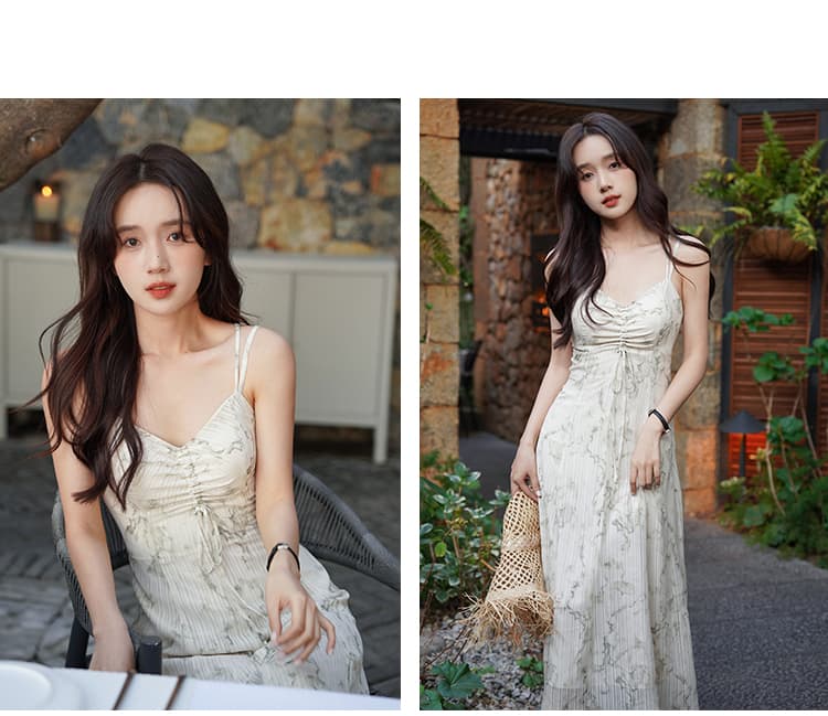 バッククロスキャミワンピース＆リブカーディガンセット｜デート服