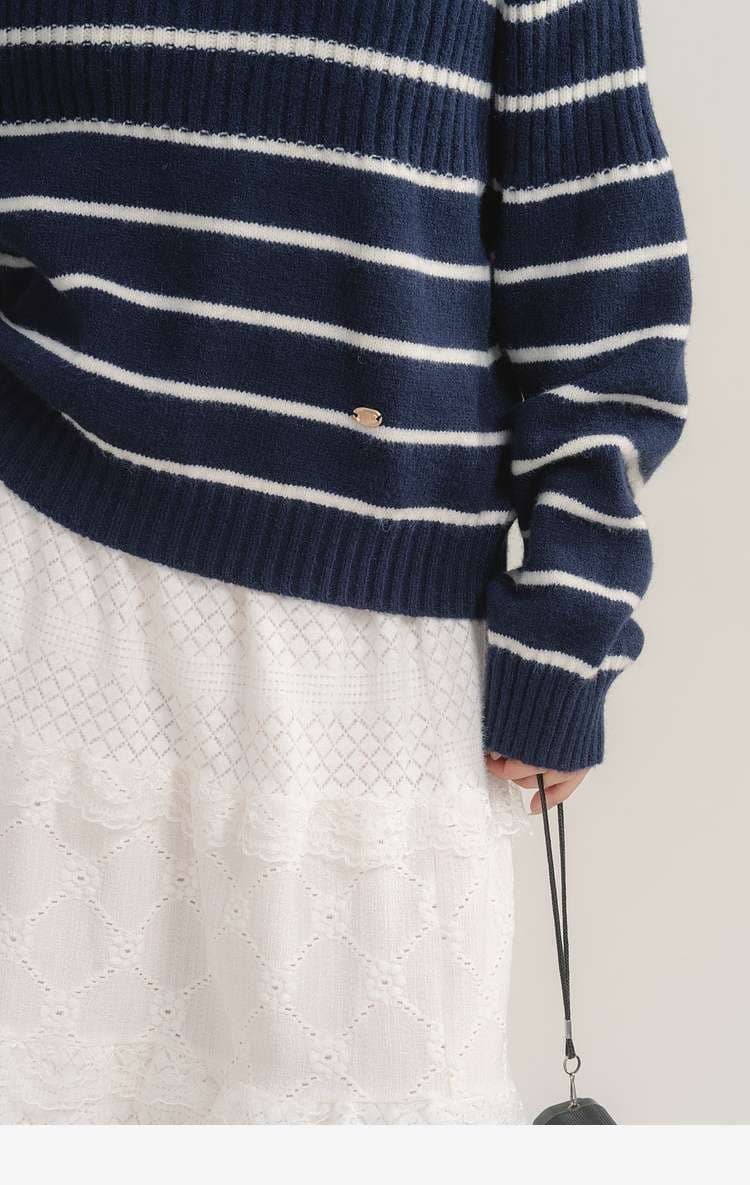 洗練カジュアルが叶う、ボーダーリブニットトップス｜デート服