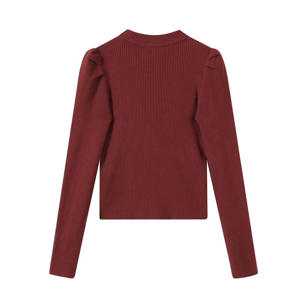 カットアウトディテールパフスリーブトップス｜デート服