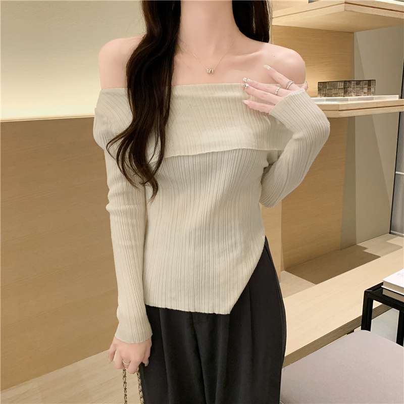 オフショルダーニットトップス｜デート服