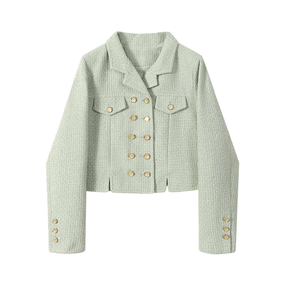 ダブルボタンツイードジャケット｜デート服