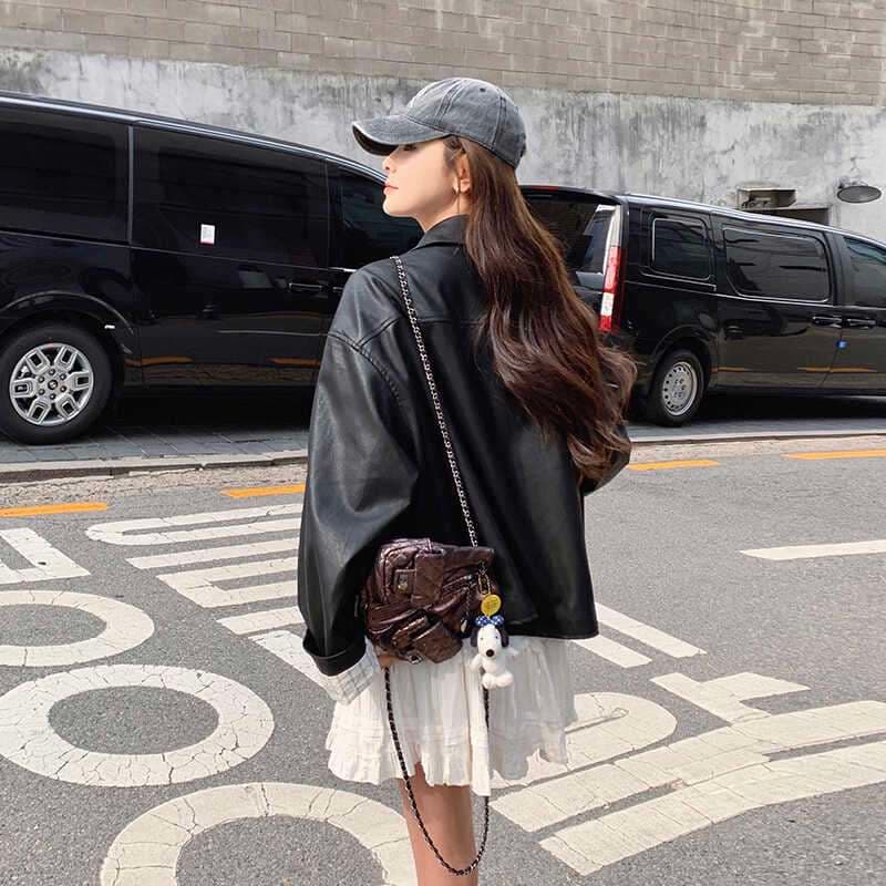 オーバーサイズレザージャケット｜デート服