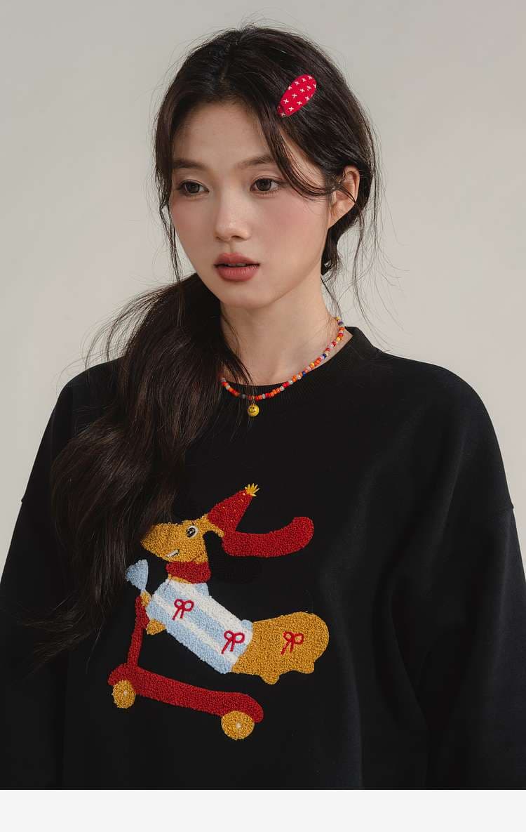 クリスマス犬柄スウェット｜デート服